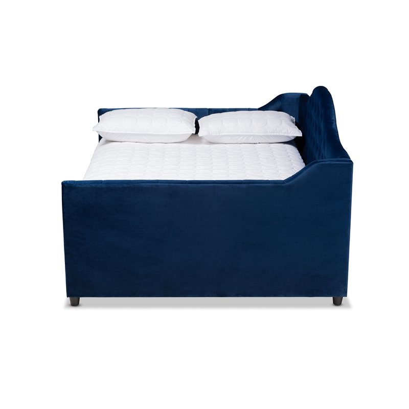 Bowery Hill Contemporary Velvet Upholstered Full Daybed in Blue