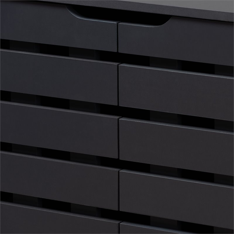 Bowery Hill Contemporary Shirley 2-Door Wood Shoe Cabinet in Dark Gray