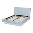 Bowery Hill Modern Velvet Upholstered Queen Platform Bed in Light Blue