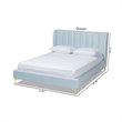 Bowery Hill Modern Velvet Upholstered Queen Platform Bed in Light Blue