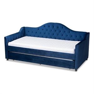 bowery hill modern velvet upholstered twin daybed with trundle