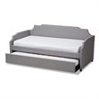 Bowery Hill Fabric Upholstered Twin Size Sofa Daybed with Trundle Bed in Gray