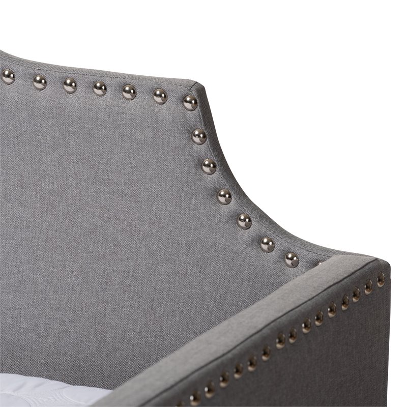Bowery Hill Fabric Upholstered Twin Size Sofa Daybed with Trundle Bed in Gray