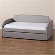 Bowery Hill Fabric Upholstered Twin Size Sofa Daybed with Trundle Bed in Gray