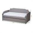 Bowery Hill Fabric Upholstered Twin Size Sofa Daybed with Trundle Bed in Gray
