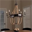 Bowery Hill Industrial Hemp and Dark Bronze Metal 6 Light Chandelier