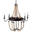 Bowery Hill Industrial Hemp and Dark Bronze Metal 6 Light Chandelier
