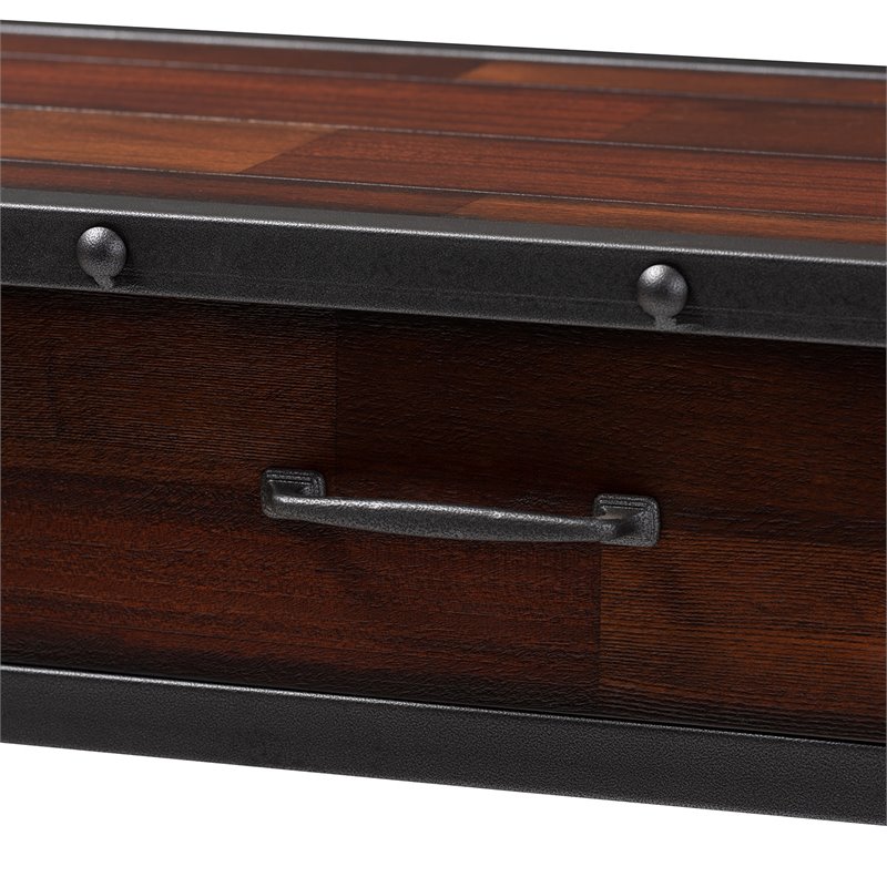 Bowery Hill 2-Drawer Wood and Metal Sideboard Server in Walnut Brown