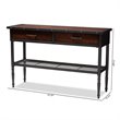 Bowery Hill 2-Drawer Wood and Metal Sideboard Server in Walnut Brown