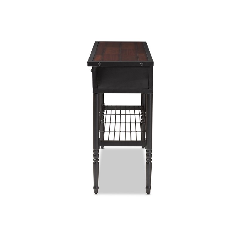 Bowery Hill 2-Drawer Wood and Metal Sideboard Server in Walnut Brown