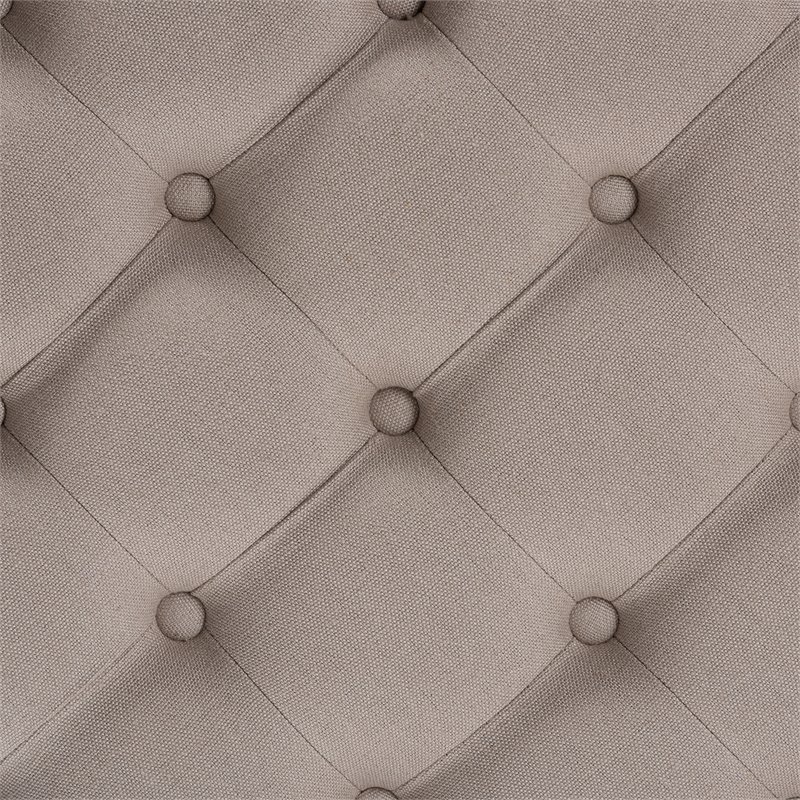 Bowery Hill Tufted Linen Fabric and Washed Wood Coffee Table in Beige