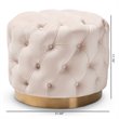 Bowery Hill Modern Tufted Velvet Ottoman in Light Beige and Gold
