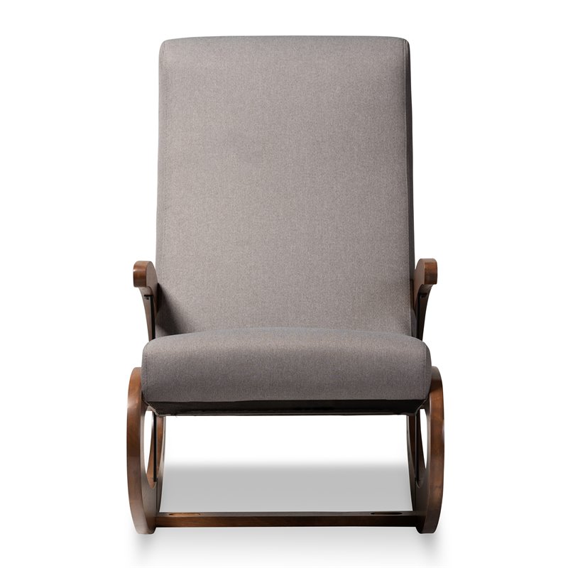 Bowery Hill Fabric and Wood Rocking Chair in Gray and Walnut Brown