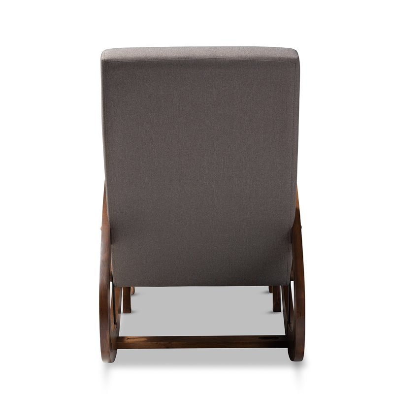 Bowery Hill Fabric and Wood Rocking Chair with Ottoman in Gray