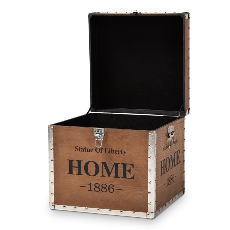 Bowery Hill Fabric and Wood Ottoman with Storage in Beige