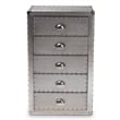 Bowery Hill Mid-Century 5-Drawer Metal Accent Chest in Silver