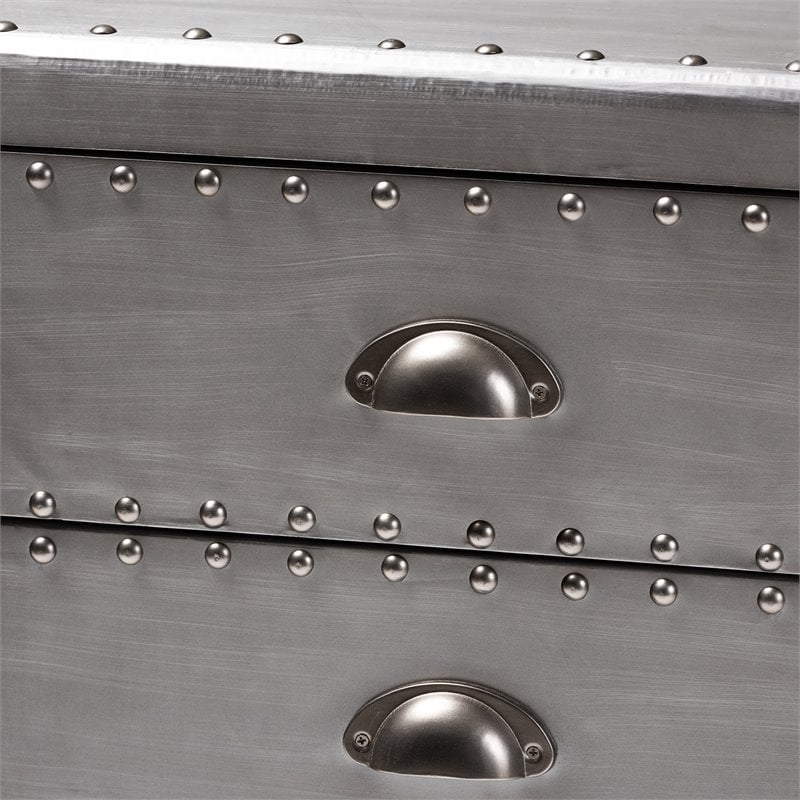 Bowery Hill Mid-Century 5-Drawer Metal Accent Chest in Silver