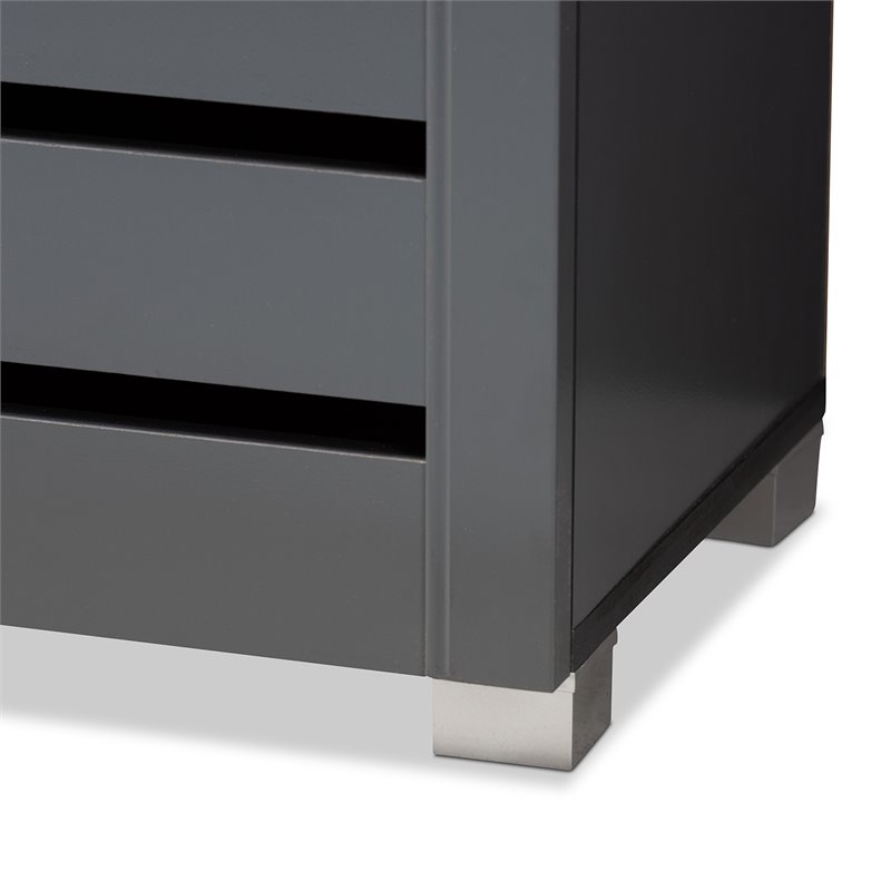 Bowery Hill 2-Door Wood Entryway Shoe Cabinet in Dark Gray