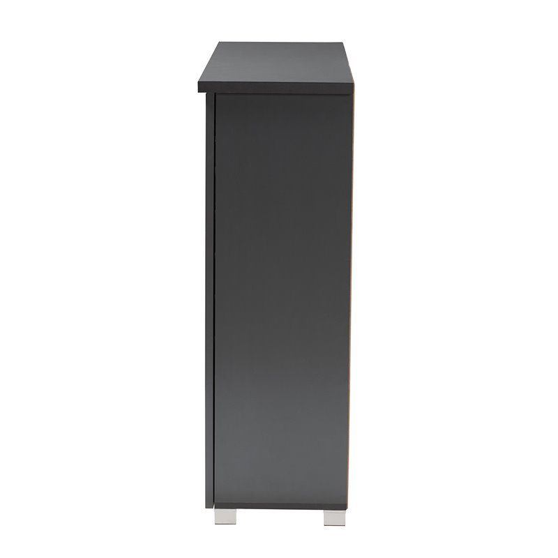 Bowery Hill 3-Door Wood Entryway Shoe Cabinet in Dark Gray