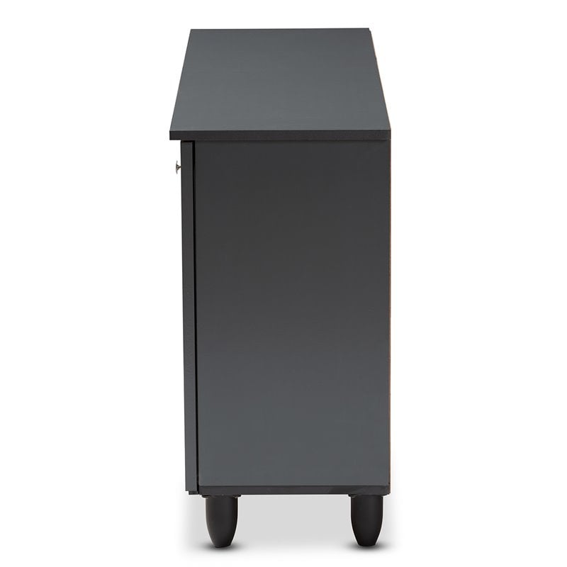Bowery Hill 3-Door Wood Entryway Shoe Cabinet in Dark Gray