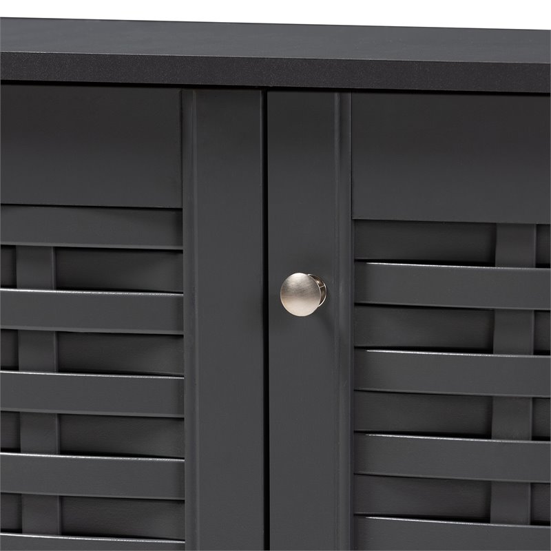 Bowery Hill 3-Door Wood Entryway Shoe Cabinet in Dark Gray