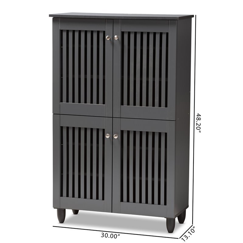 Bowery Hill 4-Door Wood Entryway Shoe Cabinet in Dark Gray