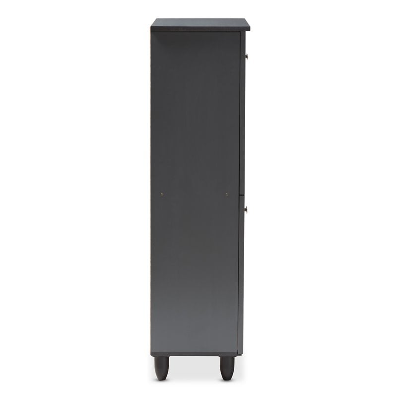 Bowery Hill 4-Door Wood Entryway Shoe Cabinet in Dark Gray