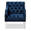 Bowery Hill Velvet Fabric Accent Chair in Navy Blue