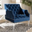 Bowery Hill Velvet Fabric Accent Chair in Navy Blue