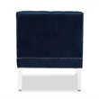 Bowery Hill Velvet Fabric Accent Chair in Navy Blue
