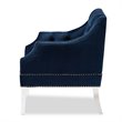 Bowery Hill Velvet Fabric Accent Chair in Navy Blue