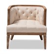 Bowery Hill Linen Upholstered Wood Accent Chair in Beige White Washed