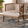 Bowery Hill Linen Upholstered Wood Accent Chair in Beige White Washed