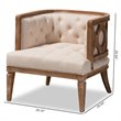 Bowery Hill Linen Upholstered Wood Accent Chair in Beige White Washed