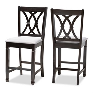 Bowery Hill 25&quotH Upholstered Wood Bar Stool in Gray and Brown Set of 2