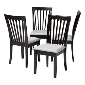 Bowery Hill 18.5'' Mid-Century Wood Dining Chair in Espresso/Gray (Set of 4)