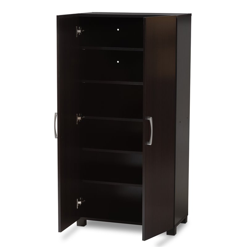 Bowery Hill 2-Door Wood Shoe Cabinet in Wenge Brown