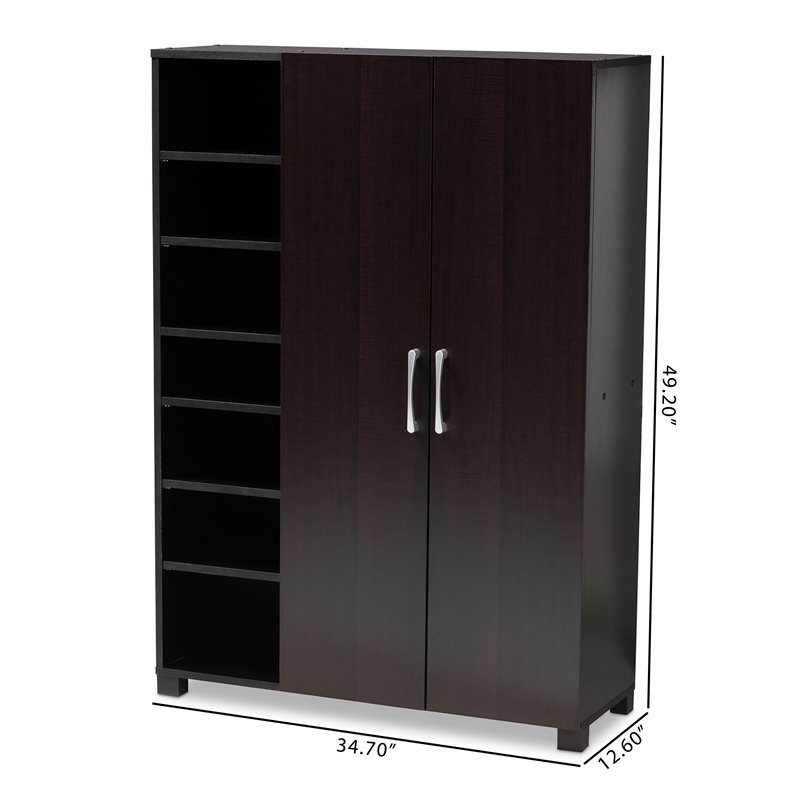 Bowery Hill Wenge Brown Finished 2-Door Wood Shoe Cabinet