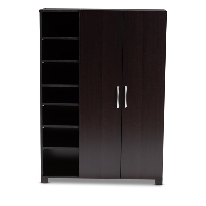 Bowery Hill Wenge Brown Finished 2-Door Wood Shoe Cabinet