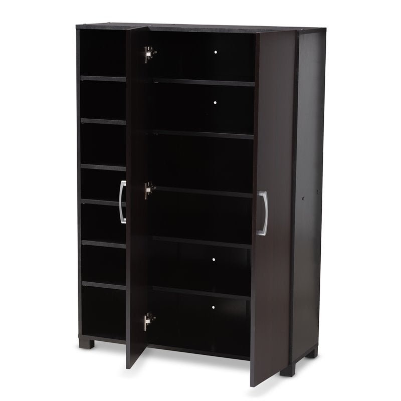 Bowery Hill Wenge Brown Finished 2-Door Wood Shoe Cabinet