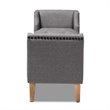 Bowery Hill Tufted Linen Fabric and Wood Bench in Gray
