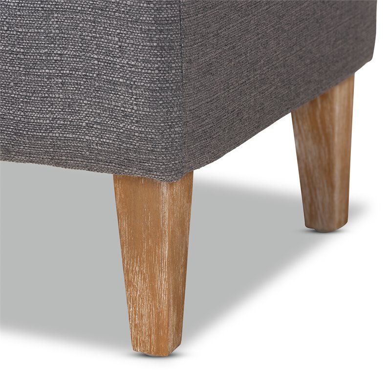 Bowery Hill Tufted Linen Fabric and Wood Bench in Gray