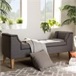 Bowery Hill Tufted Linen Fabric and Wood Bench in Gray