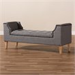 Bowery Hill Tufted Linen Fabric and Wood Bench in Gray
