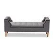 Bowery Hill Tufted Linen Fabric and Wood Bench in Gray