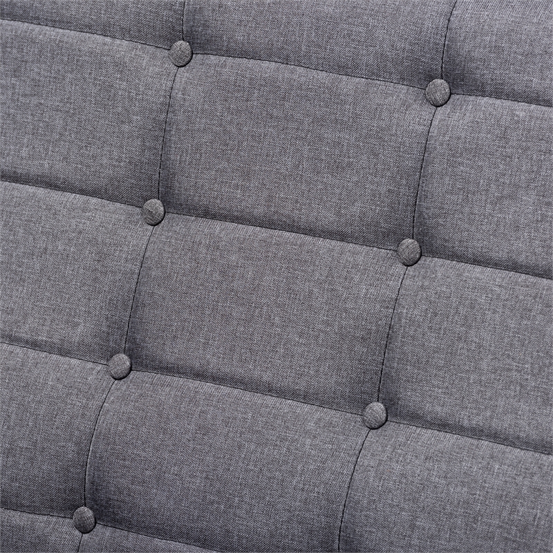Bowery Hill Gray Fabric Walnut Wood 3-Piece Living Room Set