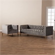 Bowery Hill Gray Velvet  2-Piece Sofa and Lounge Chair Set
