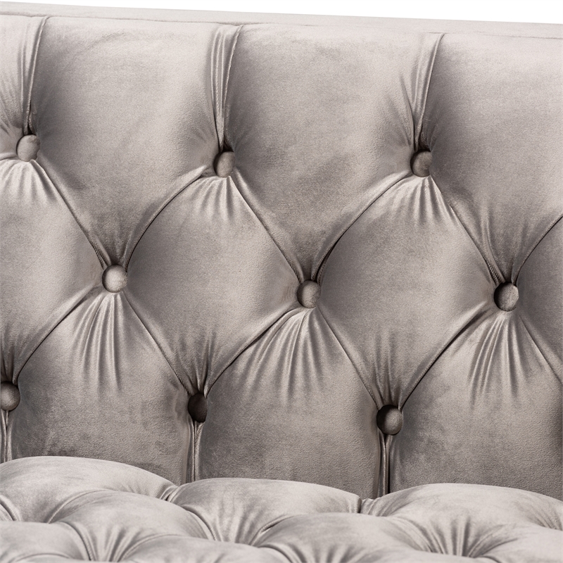 Bowery Hill Gray Velvet  2-Piece Sofa and Lounge Chair Set