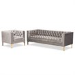 Bowery Hill Gray Velvet  2-Piece Sofa and Lounge Chair Set