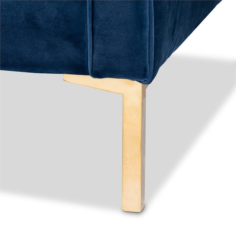 Bowery Hill Navy Velvet 2-Piece Sofa and Lounge Chair Set